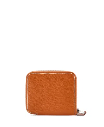Pre-owned Pre-owned Hermes  Hermes Compact Zipengo Chaine D'ancre Card Holder Leather In Brown