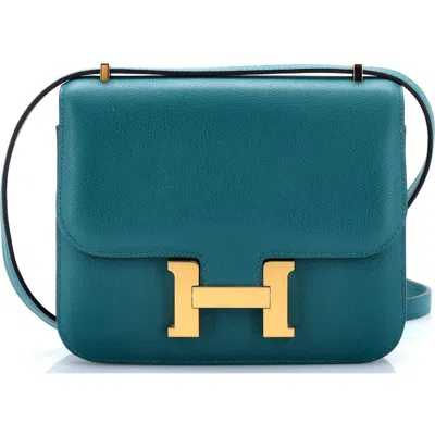 Pre-owned Hermes  Hermes Constance Bag Evercolor 18 In Blue