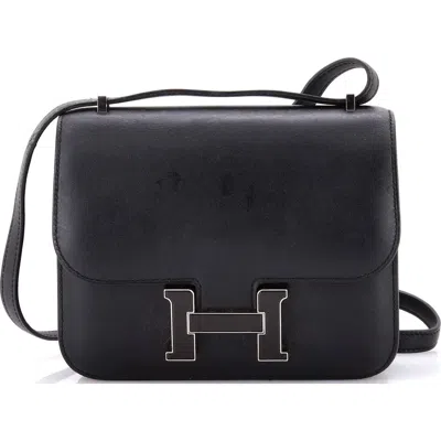 Pre-owned Hermes  Hermes Constance Bag Limited Edition On A Summer Night Printed Sombrero 18 In Black