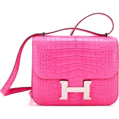 Pre-owned Hermes  Hermes Constance Bag Matte Alligator 18 In Pink