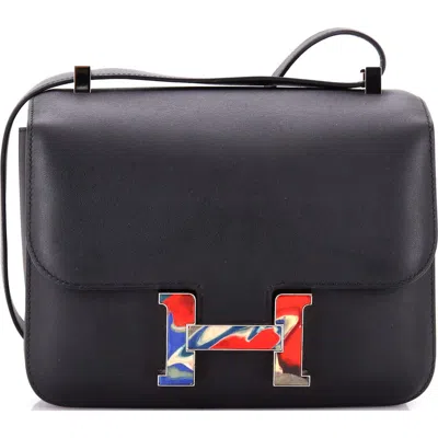 Pre-owned Hermes  Hermes Constance Bag Swift With Marble Enamel 24 In Black