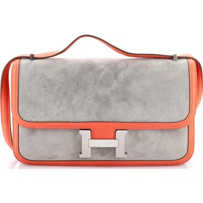 Pre-owned Hermes  Hermes Constance Elan Bag Doblis Suede With Swift 25 In Gray