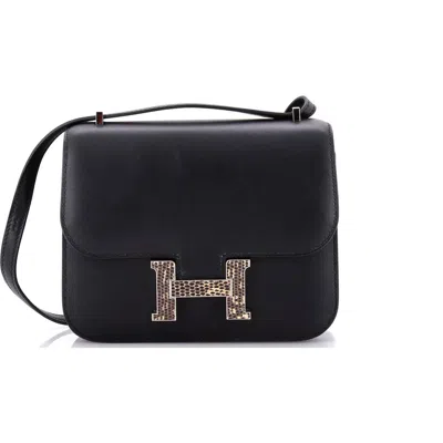Pre-owned Hermes  Hermes Constance Marquette Bag Monsieur With Lizard 18 In Black
