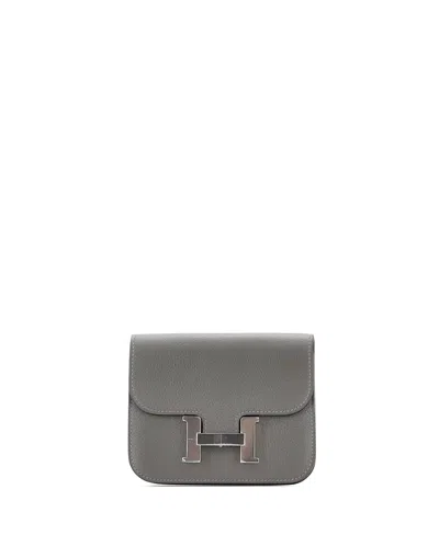 Pre-owned Pre-owned Hermes  Hermes Constance Slim Wallet Evercolor In Gray