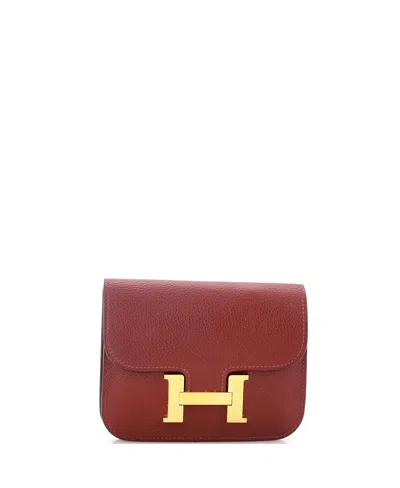Pre-owned Pre-owned Hermes  Hermes Constance Slim Wallet Evercolor In Red