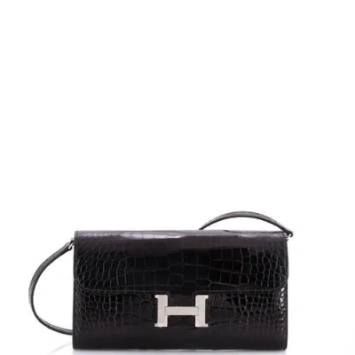 Pre-owned Hermes  Hermes Constance To Go Wallet Alligator In Black