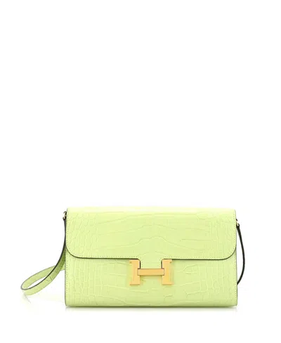 Pre-owned Pre-owned Hermes  Hermes Constance To Go Wallet Alligator In Green