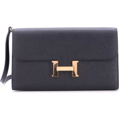 Pre-owned Hermes  Hermes Constance To Go Wallet Epsom In Black