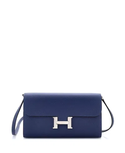 Pre-owned Pre-owned Hermes  Hermes Constance To Go Wallet Epsom In Blue