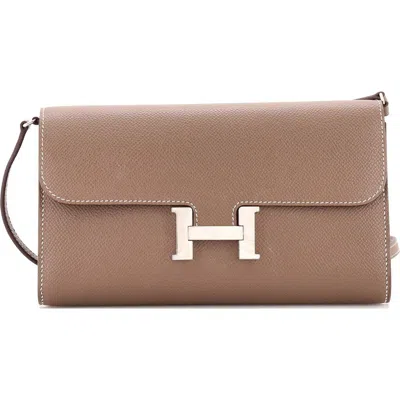 Pre-owned Hermes  Hermes Constance To Go Wallet Epsom In Brown