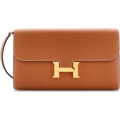 Pre-owned Hermes  Hermes Constance To Go Wallet Epsom In Brown