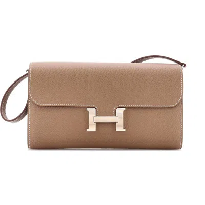 Pre-owned Hermes  Hermes Constance To Go Wallet Epsom In Brown