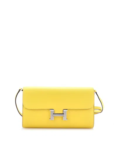 Pre-owned Pre-owned Hermes  Hermes Constance To Go Wallet Epsom In Yellow