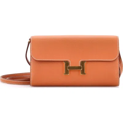 Pre-owned Hermes  Hermes Constance To Go Wallet Evercolor In Brown