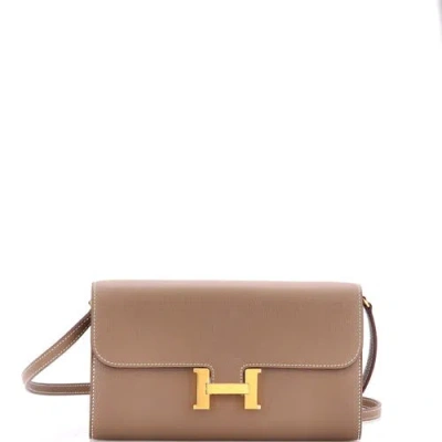 Pre-owned Hermes  Hermes Constance To Go Wallet Evercolor In Brown