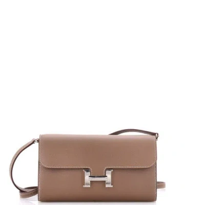 Pre-owned Hermes  Hermes Constance To Go Wallet Evercolor In Brown