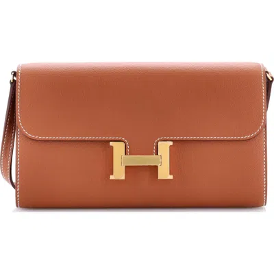 Pre-owned Hermes  Hermes Constance To Go Wallet Evercolor In Brown
