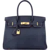 Pre-owned Hermes  Hermes Contour Birkin Bag Blue Epsom With Gold Hardware 30 In Blue
