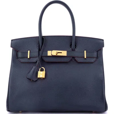 Pre-owned Hermes  Hermes Contour Birkin Bag Blue Epsom With Gold Hardware 30