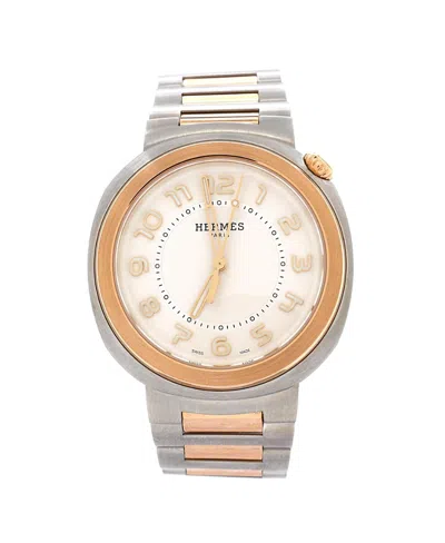 Pre-owned Pre-owned Hermes  Hermes Cut Automatic Watch In Stainless Steel And Rose Gold 36mm In Dial Color: Silver