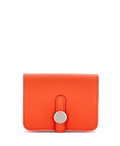 Pre-owned Pre-owned Hermes  Hermes Dogon Card Holder Verso Togo In Orange