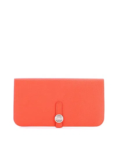 Pre-owned Pre-owned Hermes  Hermes Dogon Recto Verso Wallet Leather In Orange