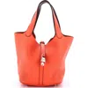 Pre-owned Hermes  Hermes Eclat Picotin Lock Bag Clemence Mm In Orange