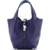 Pre-owned Hermes  Hermes Eclat Picotin Lock Bag Clemence With Swift Pm In Blue