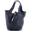 Pre-owned Hermes  Hermes Eclat Picotin Lock Bag Clemence With Swift Pm In Blue