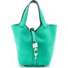 Pre-owned Hermes  Hermes Eclat Picotin Lock Bag Clemence With Swift Pm In Green