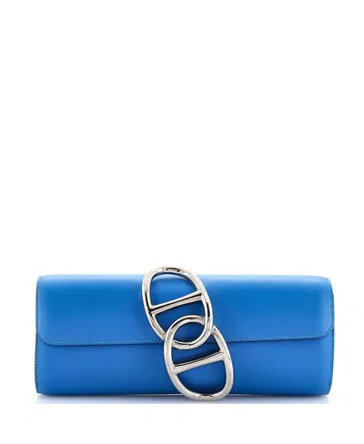 Pre-owned Pre-owned Hermes  Hermes Egee Clutch Evercolor In Blue
