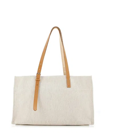 Pre-owned Pre-owned Hermes  Hermes Etriviere Elan Shopping Tote Toile And Leather In Neutral