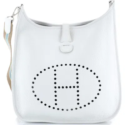 Pre-owned Hermes  Hermes Evelyne Bag Gen I Clemence Gm In White