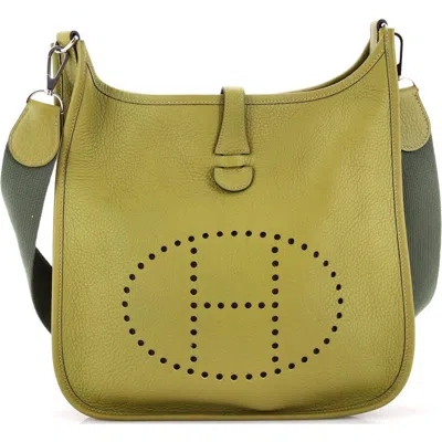 Pre-owned Hermes  Hermes Evelyne Bag Gen I Clemence Pm In Green