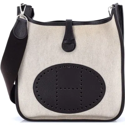 Pre-owned Hermes  Hermes Evelyne Bag Gen Ii Toile And Leather Pm In Silver