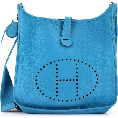 Pre-owned Hermes  Hermes Evelyne Bag Gen Iii Clemence Gm In Blue