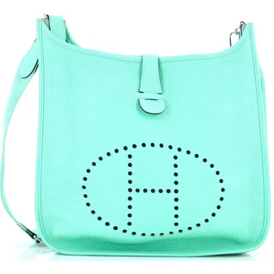 Pre-owned Hermes  Hermes Evelyne Bag Gen Iii Clemence Gm In Blue
