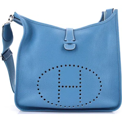 Pre-owned Hermes  Hermes Evelyne Bag Gen Iii Clemence Gm In Blue