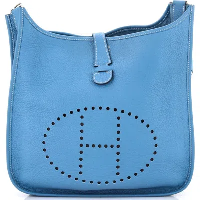 Pre-owned Hermes  Hermes Evelyne Bag Gen Iii Clemence Gm In Blue