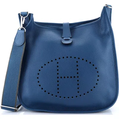Pre-owned Hermes  Hermes Evelyne Bag Gen Iii Clemence Gm In Blue