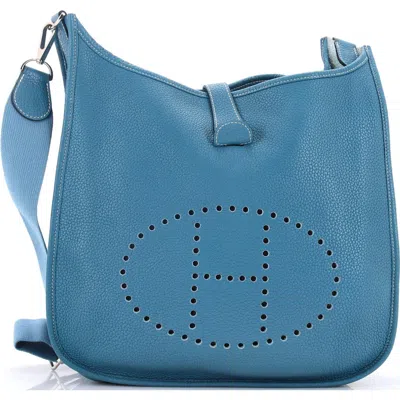 Pre-owned Hermes  Hermes Evelyne Bag Gen Iii Clemence Gm In Blue