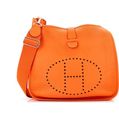 Pre-owned Hermes  Hermes Evelyne Bag Gen Iii Clemence Gm In Orange