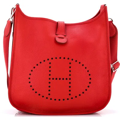 Pre-owned Hermes  Hermes Evelyne Bag Gen Iii Clemence Gm In Red