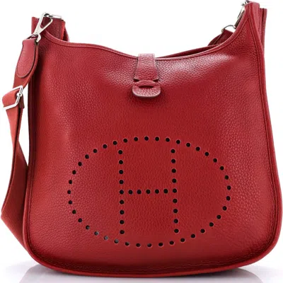 Pre-owned Hermes  Hermes Evelyne Bag Gen Iii Clemence Gm In Red