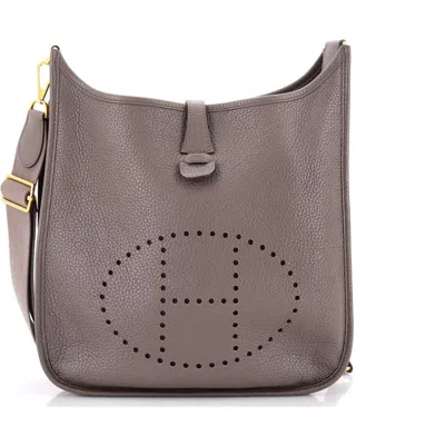 Pre-owned Hermes  Hermes Evelyne Bag Gen Iii Clemence Pm In Gray