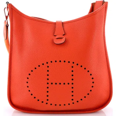 Pre-owned Hermes  Hermes Evelyne Bag Gen Iii Clemence Pm In Orange