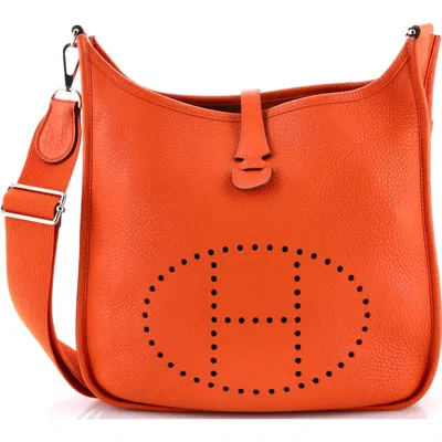 Pre-owned Hermes  Hermes Evelyne Bag Gen Iii Clemence Pm In Orange