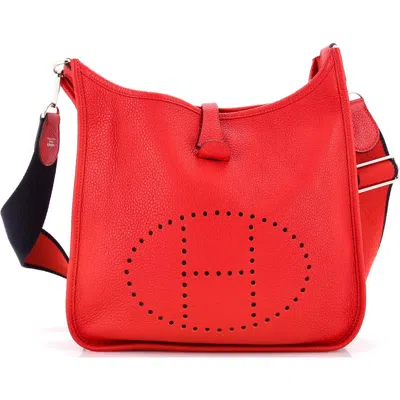 Pre-owned Hermes  Hermes Evelyne Bag Gen Iii Clemence Pm In Red