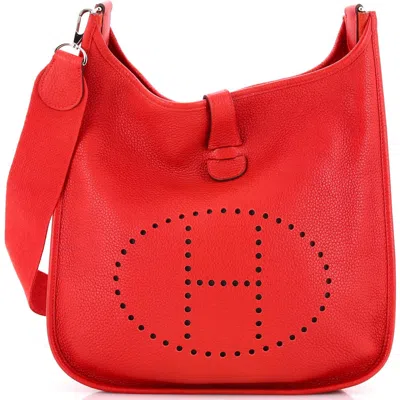 Pre-owned Hermes  Hermes Evelyne Bag Gen Iii Clemence Pm In Red