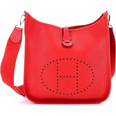 Pre-owned Hermes  Hermes Evelyne Bag Gen Iii Clemence Pm In Red